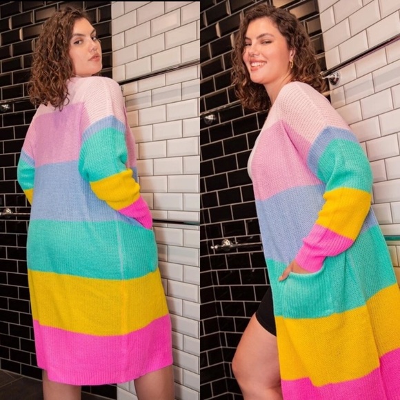 Womens color block Cardigan - Picture 4 of 8